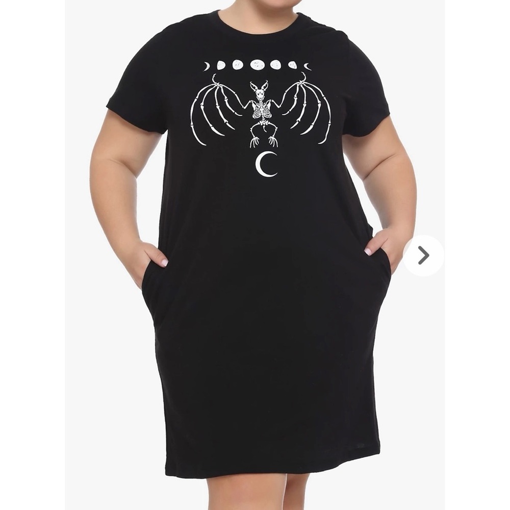 Hot Topic Bat Skeleton & Wings T-Shirt Dress Plus Size 3X